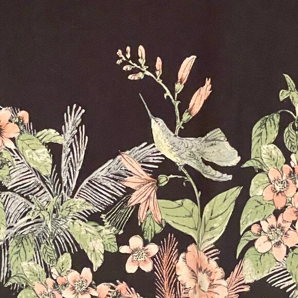 J. Jill Wearever Collection Floral Humming Bird Top Womens XL Black Tunic Tee - Picture 6 of 11